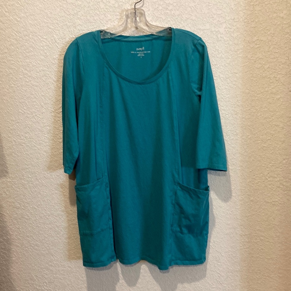 J. Jill PureJill Two pocket knit tunic turquoise medium